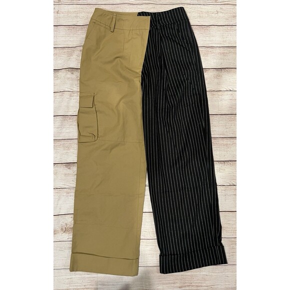 NWT Choosy "Day and Night" two-tone color block pants Tab and Pinstripe Size 12 - Picture 1 of 8